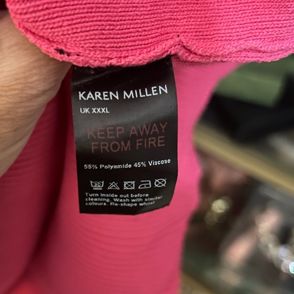NWT Karen Millen FITTED Ribbed Crewneck Knit Tee Fuschia Pink XXXL Plus Size - Picture 6 of 7